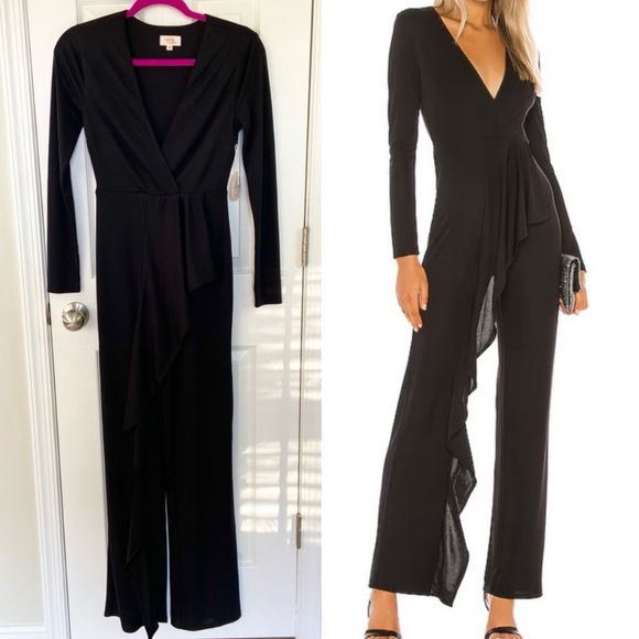 Camila Coelho Pants - Camila Coelho Marisol Black Ruffle Jumpsuit Jumper XS New with Tags